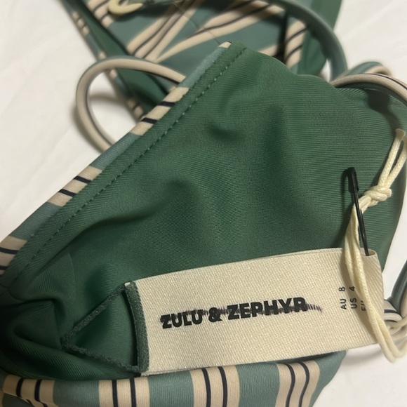 NEW Zulu & Zephyr Swim Myrtle Pinstripe Tie Top size 4 - Picture 9 of 12